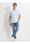Men's Apaş Collar Short Sleeve Striped Shirt