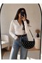 Women's Black Metal Studded Detailed Double Strap Shoulder Bag - 2