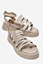Elsa Cream Genuine Leather Multi-Strap Women's Flip-Flop Sandals