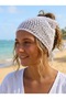 Seamless Hand Knitted White Color Silver Sequined Bandana