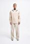 Men's Collar Embroidery Detail Sweatshirt Light Beige - 5