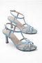 Women's Baby Blue Patent Leather Piping Detailed Strapped Pointed Toe Thin Heel Stiletto Classic Heeled Shoes Zare - 3