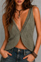 Bohem Style Vintage Washed Bead Embroidered Low-Cut Blazer / Vest