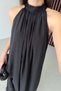 Black Lace Detail Halter Neck Long Dress Pes3438 - 4