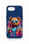 iPhone 16E Compatible Bear Pattern Silicone Case with Glasses - 2
