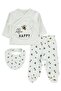 Bee Print Printed Bodysuit Sets - Ecru