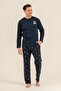 Father Son Have a Good Day Navy Blue Long Sleeve Pajama Set Ar3833-A-V1 - 6