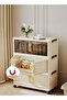 CozyNest 4-Tier Foldable Plastic Storage Cabinet with Handles, Double Doors & Wheels, 70cm Wide Stackable Organizer Bin for Clothes, Toys, Bedding & Office Supplies - 4