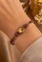 Women's Copper Bracelet with Natural Yellow Citrine Natural Stone Oval Patterned Embroidered Women's Copper Bracelet - 2