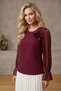 Women's Daily Stylish Shiny Chiffon Long Sleeve Glitter Blouse Sun395 - 2