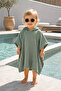 Green Color Muslin Poncho |   Children's Poncho