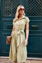 Women's Jacquard Off-Shoulder Gathered Waist Midi Dress with Pockets-Olive - 5
