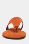 Almira Orange Suede Leather Flat Sole Women's Flip Flops - 6