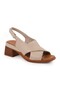 Women's Sandals Cross Wide Strap Sling-Back Thick Medium Heel Leather L078.12101