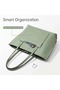 Large Leather Commuter Tote Bag with Mini Chain Pouch, Spacious Laptop Shoulder Bag for Work Office Daily Travel, Women Elegant Black Handbag - 4