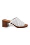 Women's Heeled Slippers Laser Cut Wide Band Thick Medium Heel Antique Leather L078.13149 - 2