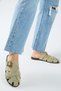 Qurina Women's Genuine Leather Caged Water Green Slippers - 5