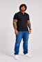 Men's Large Size Single Jersey Polo T-Shirt with Stand Collar 26400 Black - 2