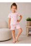 Crew Neck Short Sleeve Girl's Pajama Set with Shorts