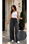 Women's Elastic Waist Lace-Up Wide-Leg Tan Ayrobin Pants - Summer Sweat-Proof Fabric - m / L / XL / 2XL - 3