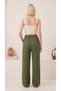 Khaki Women's Muslin Palazzo Sweatpants High Waist Wide Leg - 7
