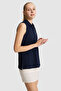 Women's Navy Blue Polo Collar Button Detailed T-Shirt 50323574-Vr033 - 3