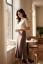 Women's Lyocell Elastic Waist V-Neck Cut Midi Skirt - 3