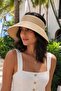 Women's Noir Vela Bowknot Straw Visor Hat Ecru – Wide Brim, Summer Chic Design