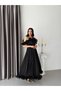 Black Flounce Strap Ruffle Lined Chiffon Evening Dress - 3
