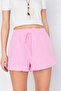 Women's Pink Elastic Waist Tasseled Short Shorts - 3