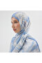 Silk Satin Looking Blue Water Wave Patterned 70X190 Shawl 70X190 Blue
