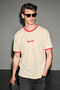 Golondro Men's 100% Organic Cotton Regular Fit Vanilla T-Shirt with Contrast Piping and Print Detail - 3
