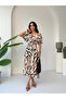 Women's off-the-shoulder madonna neckline ruffled midi print summer dress - 4