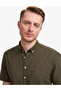 Khaki Linen Blend Regular Fit Short Sleeve Shirt 50325340-Vr027 - 2
