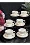 6-Person Porcelain Acar Pearl Dream Coffee Cup Set - 3