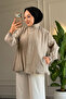 6515 - Stylish, Comfortable, Casual, Short Balloon Sleeve, Thin Viva Fabric, Hidden Button Detail Women's Jacket - 3
