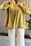 6515 - Stylish, Comfortable, Casual, Short Balloon Sleeve, Thin Viva Fabric, Hidden Button Detail Women's Jacket - 6