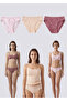 Women's 3-Piece Pink-Beige-Cherry Rotten Combed Cotton Fabric Bikini Panties Set