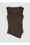 Lcw Vision Brown Draped Collar Asymmetrical Cut Gathered Blouse - 5