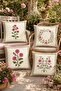 Pink Framed Flowers Patterned 4-Piece Throw Pillow Cover Set