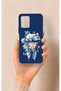 حافظة سيليكون متوافقة مع هاتف Vivo Y21 بنمط زهور وشريط أزرق