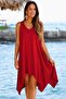 Women's Strappy V-Neck Asymmetrical Cut Detailed Short Viscose Dress - 3