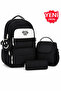 4-Piece Satin Fabric Waterproof Primary School Bag Set with Lunch Bag, Pen Holder and Accessory Bag