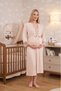 New Season Beige Lace Detailed Design Buttoned Wide Strap 100% Cotton Maternity Maternity Dressing Gown Nightgown Set of 2 - 6