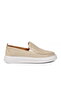 Beige Genuine Leather Men's Casual Shoes - 2