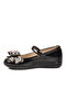 Girl's Ballerina Flats with Black Bow Detail - 2