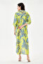 Pistachio Green Italian Shawl Pattern Side Slit Folded Long Sleeve Oversize Shirt Dress Size 40 - 44 - 3