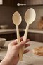 Set of 2 Medium Size 100% Natural Boxwood Wooden Spoons Handmade Wooden Dowry Set Mixing and Serving Spoons - 2
