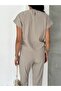 Beige Color Two-Piece Casual Set - 2