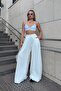 White Pleated Pocketed Extra Wide Leg Women's Modal Trousers - 2